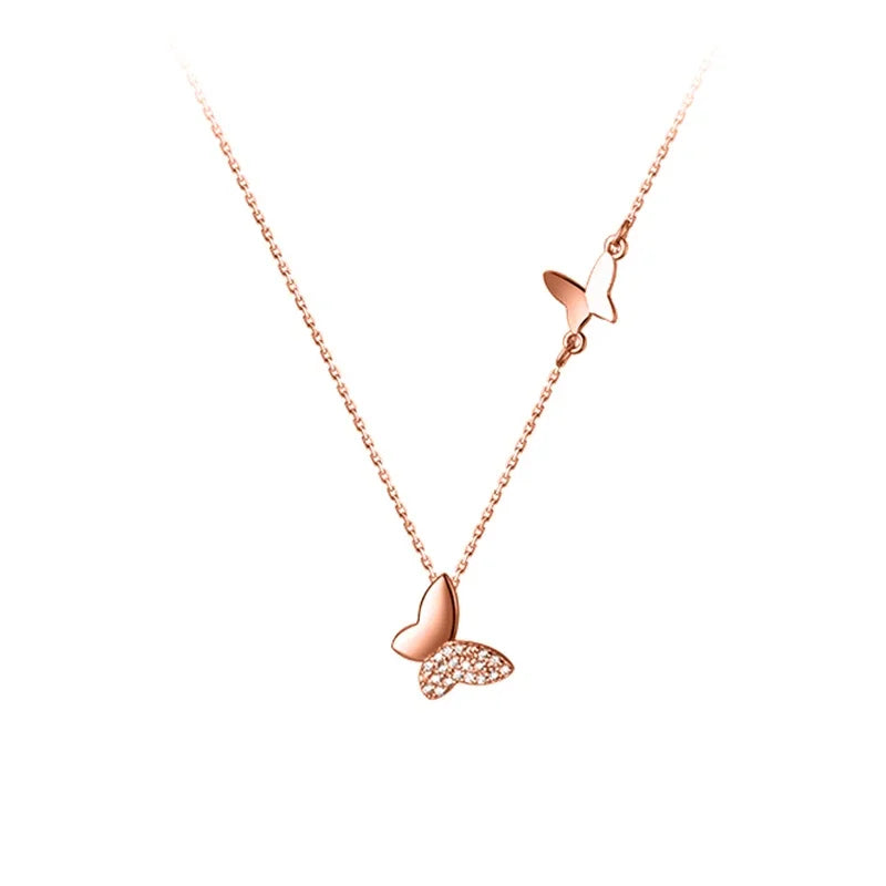 TrustDavis Real 925 Sterling Silver Necklace Insect Butterfly Dazzling CZ Necklace For Women Birthday Gift Fine Jewelry DA2936