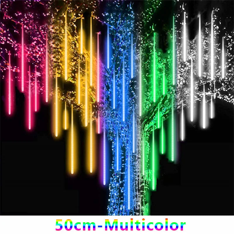 LED Meteor Shower Rain String Lights Waterproof Garden Light 8 Tubes Christmas Tree Holiday Party Wedding Holiday Decoration