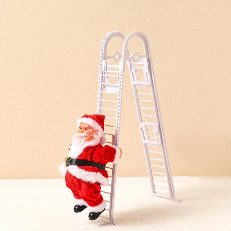 Santa Claus Climbing Beads Ladder Chimney Electric Climb Up and Down Climbing Santa Light and Music New Year Christmas Pendant