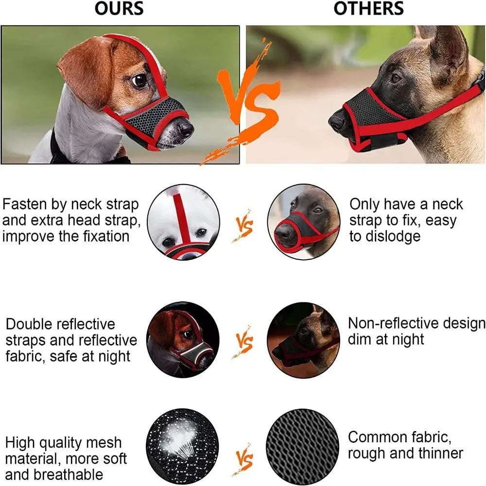 Anti Barking Dog Muzzle For Small Large Dogs Adjustable Mesh Breathable Pet Mouth Muzzles For Dogs Nylon Straps Dog Accessories