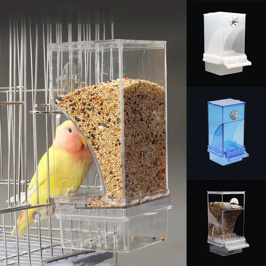 Automatic Bird Feeders No Mess Parrot Feeder Drinker Acrylic Seed Food Container Cage Accessories For Small And Medium Parakeets