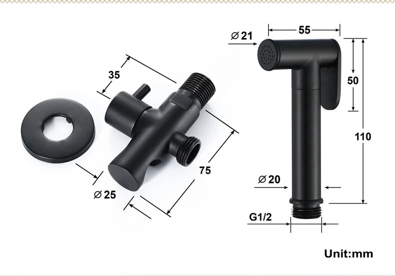 Brass Handheld Toilet bidet sprayer set Accessories Black Bidet Faucet for Bathroom sprayer shower head self cleaning White