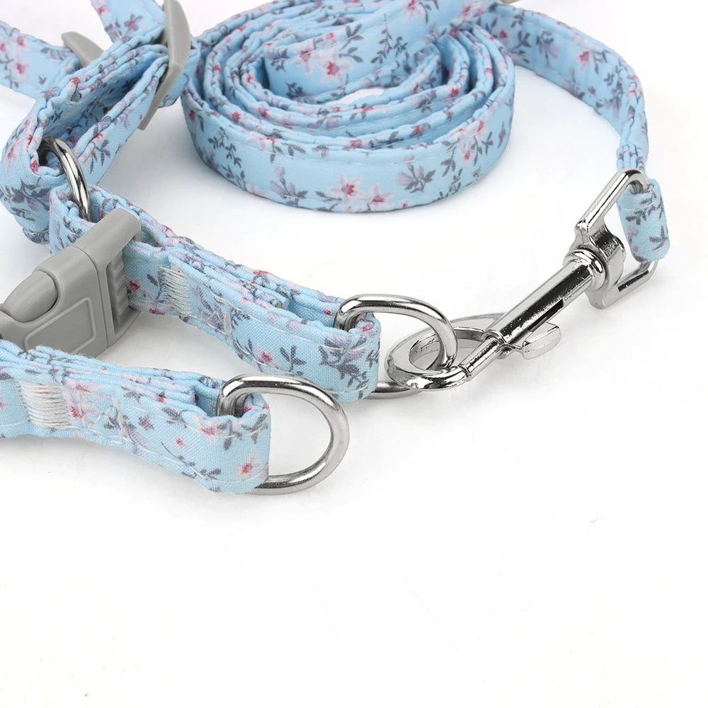 Pet Harness Leash Set Floral Dog Backpack Chest Harness Adjustable Size for Small Medium Dogs Cats Puppy Accessories