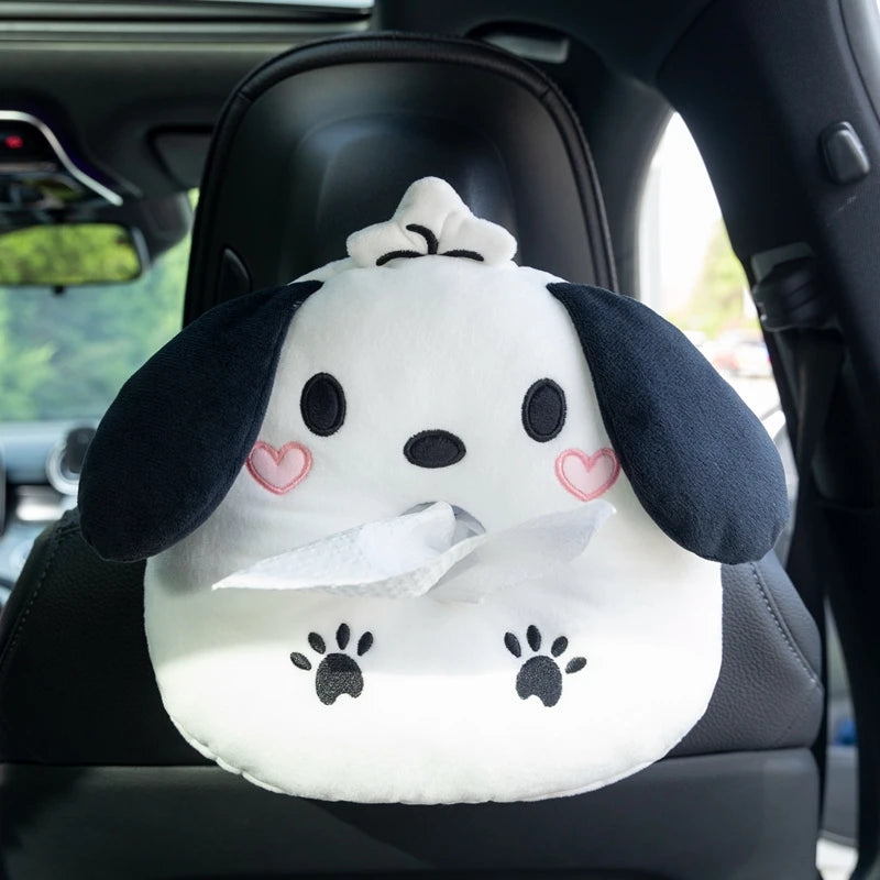 Cute Pochacco Headrest Seat Belt Cover For Car Seat Lovely Japanese Style Car Decoration Back Cushion Tissue Box Cover Gifts