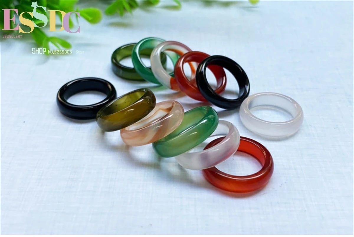 Hot Sale Natural stone rings jewelry a diversity of stones Six kinds of models Unisex Circle Natural Stone Finger Rings charms