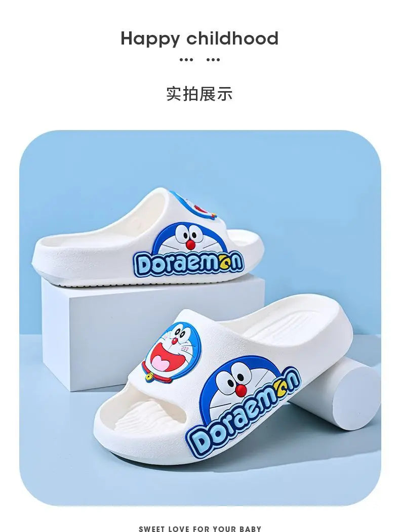 Kawaii sandals cartoon peripheral Doraemon anime cute blue fat soft-soled outer wear non-slip children's slippers gift wholesale