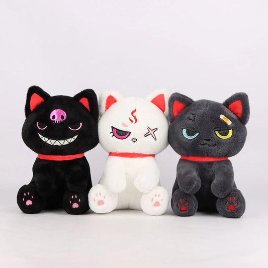 2Size Reborn Cat Plush Toys Stuffed Dark Series Gothic Lolita Cat Stuffed Animals Doll Halloween Plush Kids Toy Gifts Home Decor