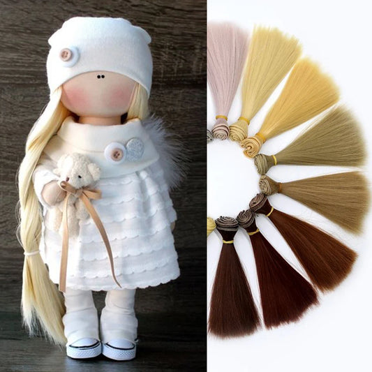 15CM 20CM 25CM X 100 CM Ragdoll Doll Hair Wig Synthetic Heat-Resistant Hair Bundle Doll Wig Accessories Brown Gold Silver