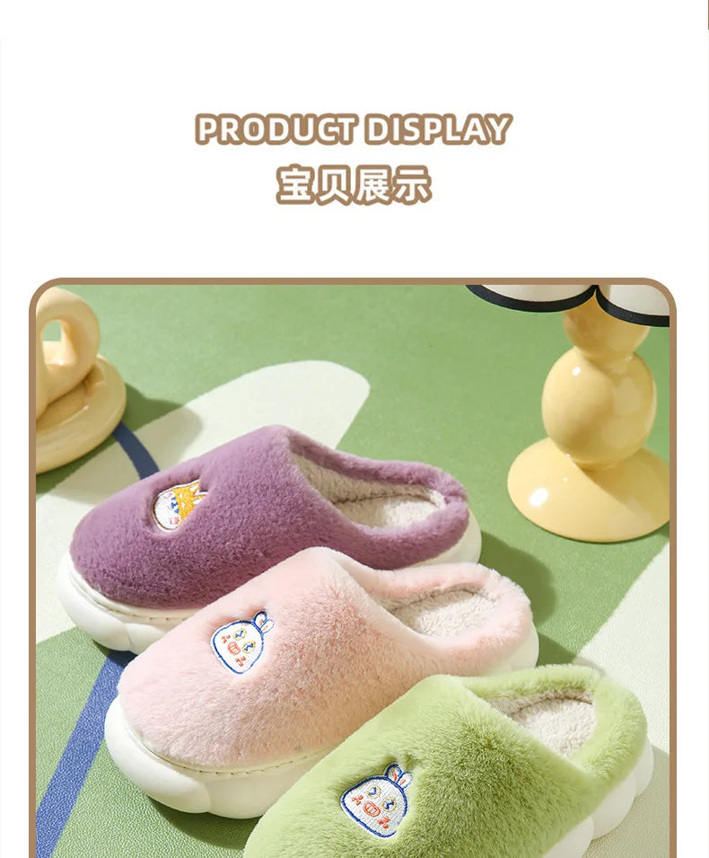 2024 New Winter Soft Sole Mens Indoor Floor Antiskid Slides Bedroom Slippers Warm Fluffy Slippers Male Home Casual Cotton Shoes