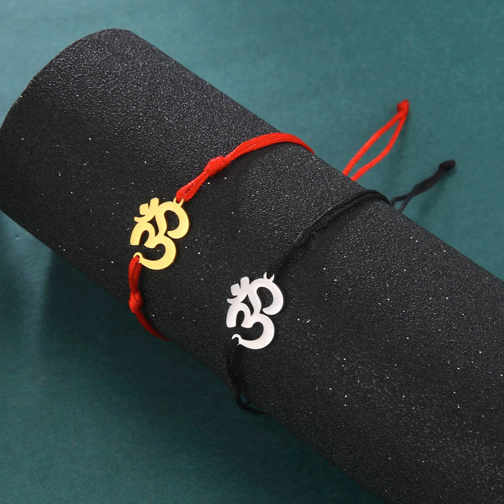 Dawapara OM Aum Symbol Adjustable Bracelet Chakra Hindu Yoga Spiritual Charm Lucky Amulet Stainless Steel Jewelry