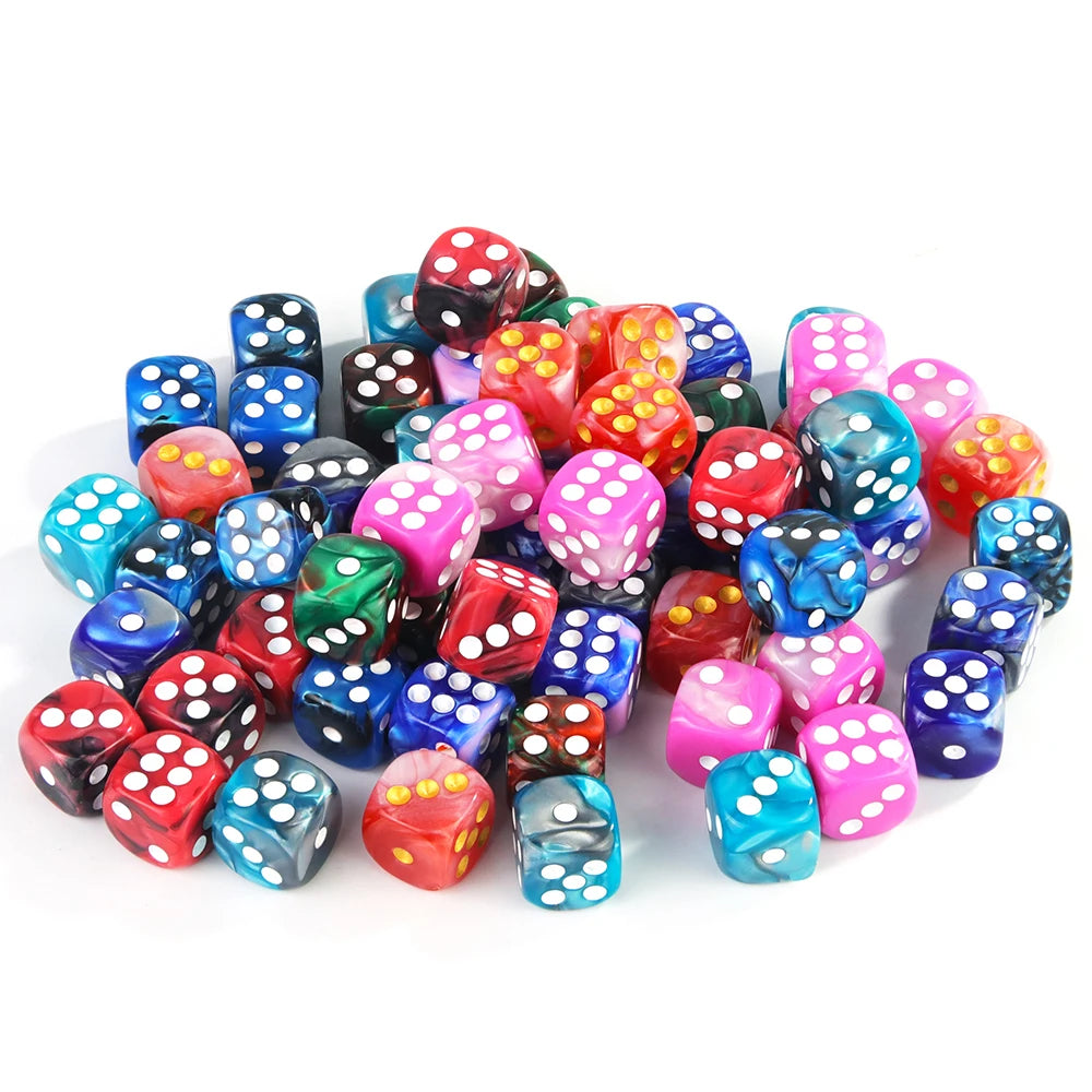 Premium Quality Pip D6 Dice Set for Table Board Gaming - 12mm Mixed Color, Pack of 10