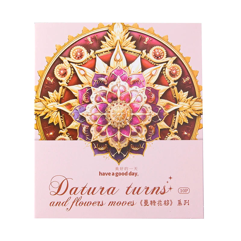 10 pcs Laser Bronzing The mandala flower Stickers aesthetic Decorative Stick Labels Diy  Creativity junk journal supplies