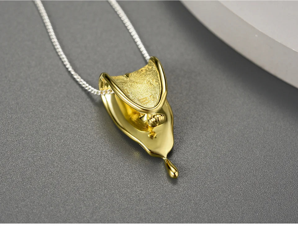 Lotus Fun Eternity of Memory 18K Gold Clock Shape Love Forever Pendants Necklaces for Women 925 Sterling Silver Original Jewelry