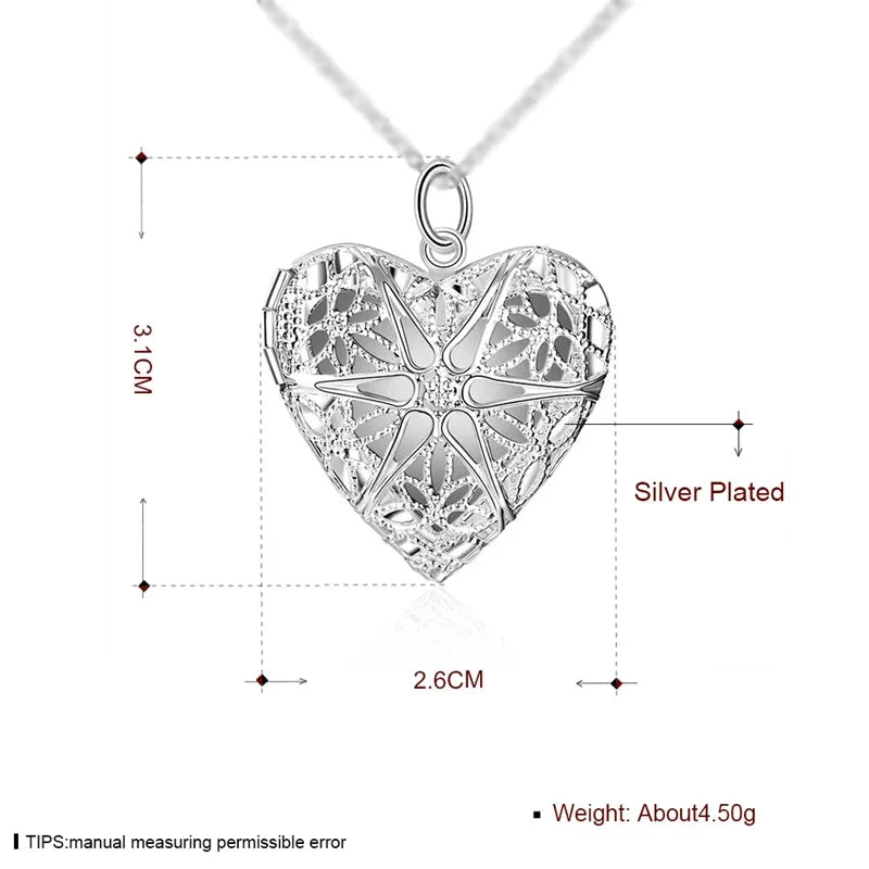 DOTEFFIL 925 Sterling Silver Photo Frame Pendant Necklace 18/20/22/24 Inch Snake Chain For Woman Charm Wedding Fashion Jewelry