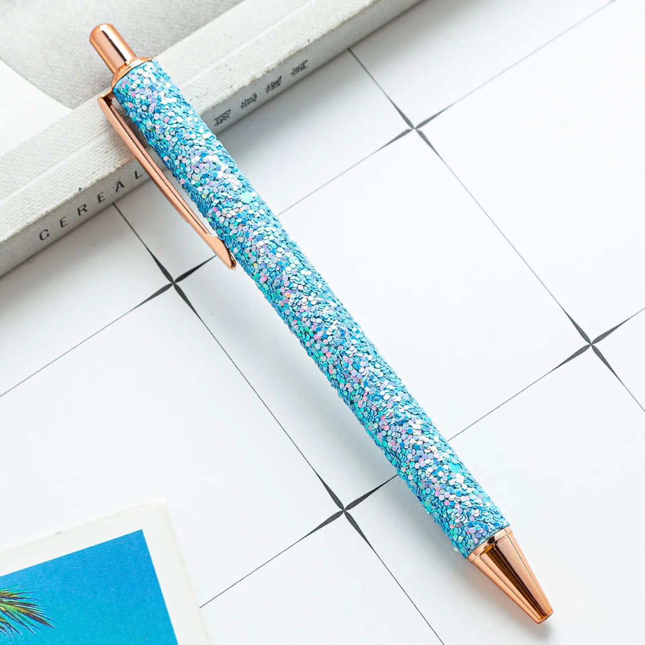 Lytwtw's-Rhinestone Roller Ballpoint Pen Luxury Cute Wedding Rose Gold Metal Stationery School Office Supply Spinning 4 Pieces