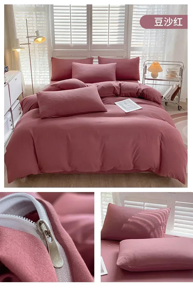 Solid Color Simple 3 Four-piece Set Student Dormitory Household Bed Sheet Kit