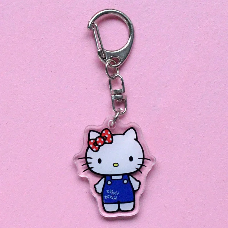 Hello Kitty Acrylic Keychain Accessories Sanrio Anime Figures Key Chain Pendant Cartoon Cosplay Chains Keyring Accessoried Gifts