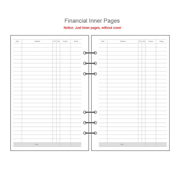 A5 A6A7 45 Sheets Loose Leaf Notebook Refill Spiral Binder Inner Page Weekly Monthly To Do Line Dot Grid Inside Paper Stationery