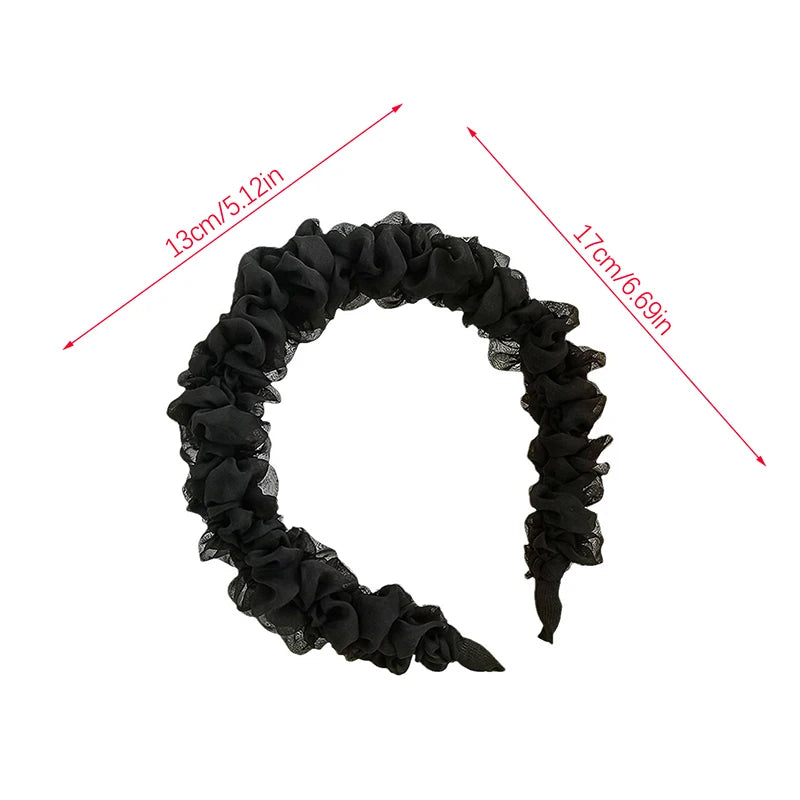 Mesh Yarn Pleated Headband Headpiece Women Organza Headband Pure Color Pleated Face Wash Headwear Versatile Hair Accessories