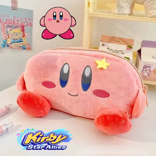 Kirby Pencil Pouch Plush Pencil Case Stationery Box Cartoon Organizer Makeup Bag Girl Cute Soft Stationery Bag Coin Cosmetic Bag