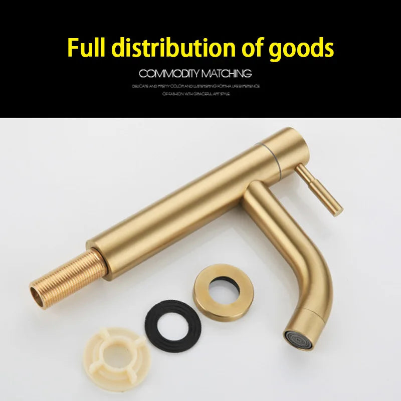 Bathroom Basin Faucet 1/2Inch 304 Stainless Steel Single Cold Water Tap Gold Black Sink Faucet Replacement Bathroom Accessories
