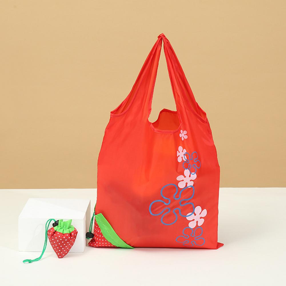 Strawberry Grocery Bag 10L Storage Bag Foldable Large Capacity Reusable Eco-friendly with Handle Item Storage Oxford Cloth Colla