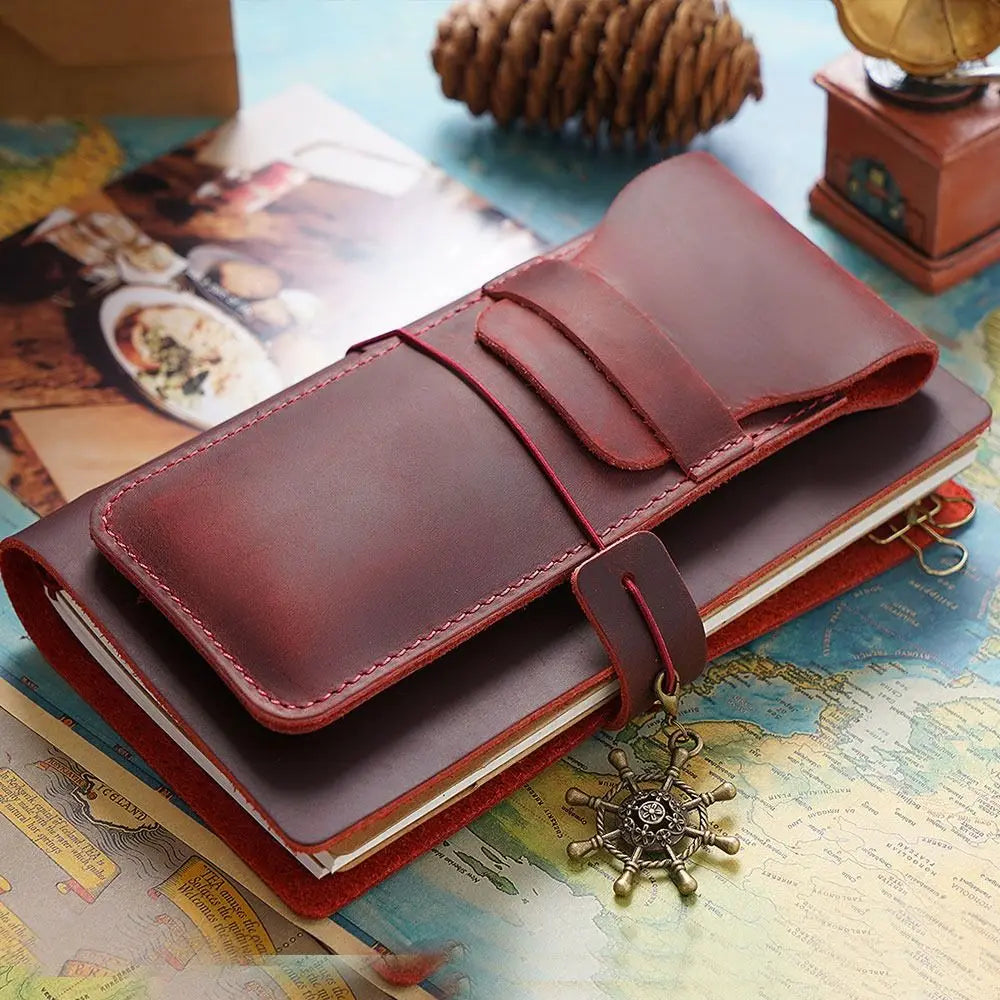 Handmade Pen Bag From Cowhide Genuine Leather Retro Pencil Bag Vintage Style Pencil Case Storage Bag For Journal Travel Supplies