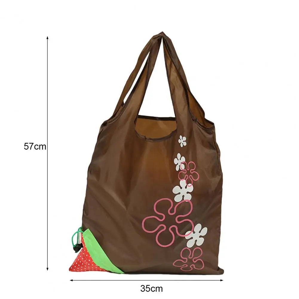 Strawberry Grocery Bag 10L Storage Bag Foldable Large Capacity Reusable Eco-friendly with Handle Item Storage Oxford Cloth Colla