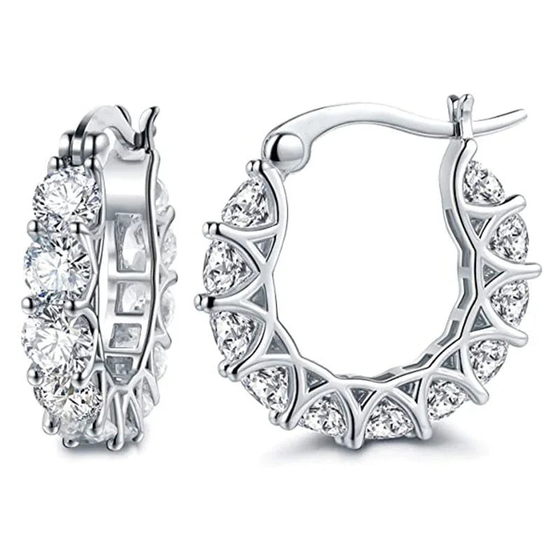 Lihong Luxurious Silver Earrings with Zirconia Lace Earrings for Women Engagement Jewelry Gifts