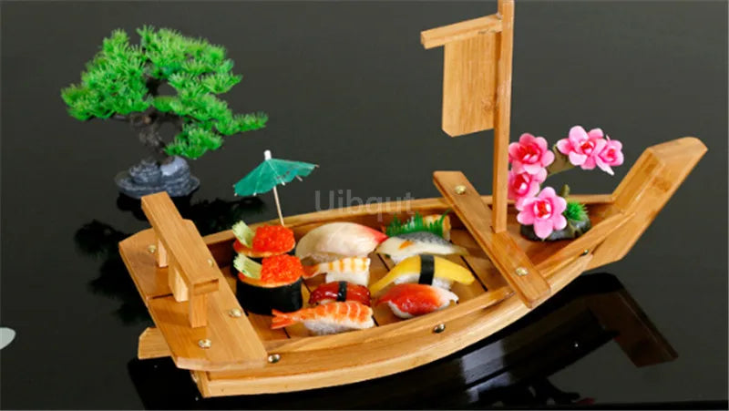 Japanese Cuisine Sushi Boats seafood Tool Wooden Shop Model Wood Handmade Simple ship Sashimi Assorted Cold Dishes sushi plate