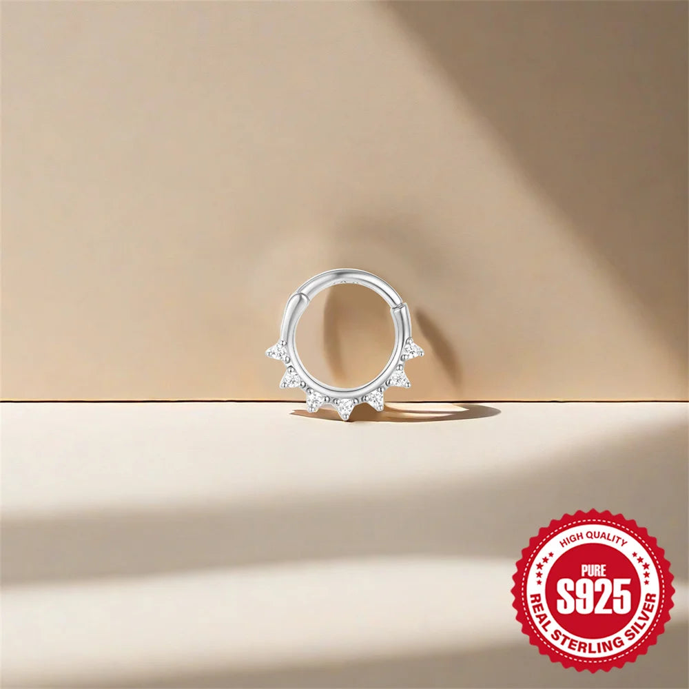CANNER 1PC 925 Sterling Silver Triangle Zircon Cartilage Piercing Hoop Earring For Women's 18k Gold Minimalism Fine Jewelry Gift