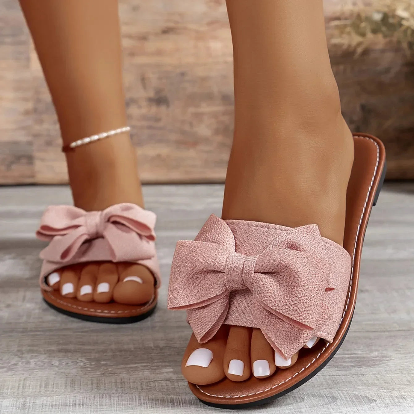 Women Flats Slippers Summer Fashion Bow Tie Sandals Shoes for Women Flat Casual Beach Slippers Slides Women Zapatos De Mujer