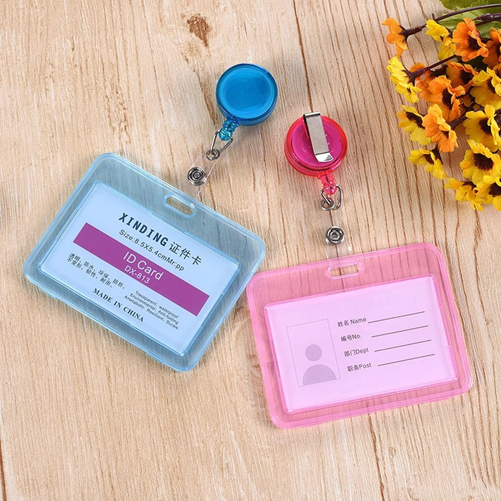 Transparent ID Holders Badge Card Credit Bank Bear Protective Cover Bus Protection Keychain Business Supplies Credential Holder