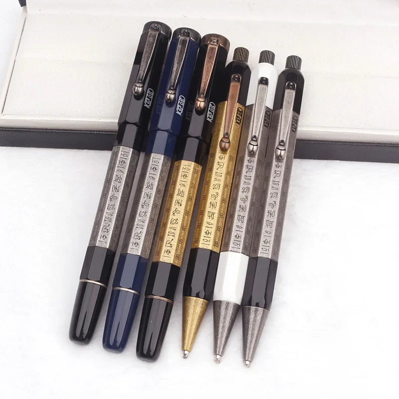 Limited Heritage Egypt MB Ballpoint Pen Business Metal Grey Rollerball Pens Unique Gel Ink Smooth Writing Inlay Egyptian Letter