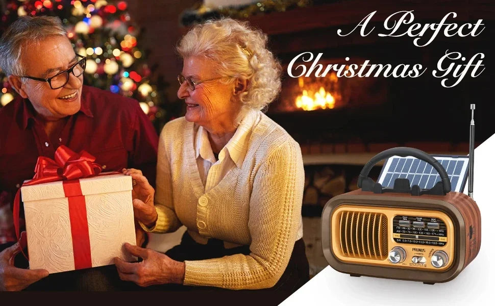 Mini Wooden Radio With Solar Panel Am Fm Sw Three Band Stereo Multi Functional Music Player Retro Portable Bluetooth Speaker