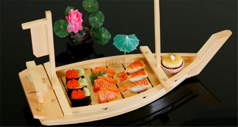 Japanese Cuisine Sushi Boats seafood Tool Wooden Shop Model Wood Handmade Simple ship Sashimi Assorted Cold Dishes sushi plate