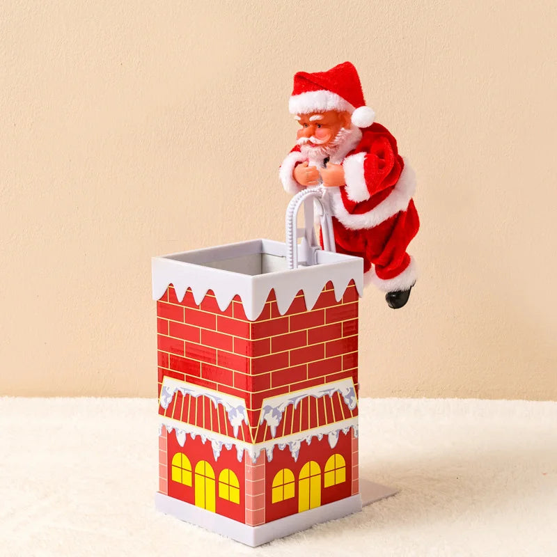 Santa Claus Climbing Beads Ladder Chimney Electric Climb Up and Down Climbing Santa Light and Music New Year Christmas Pendant