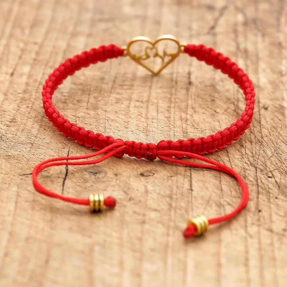 Handmade Red Rope Braided Bracelet Stainless Steel Tibetan Buddhist Lucky Charm Bracelets & Bangles For Women Men Gift