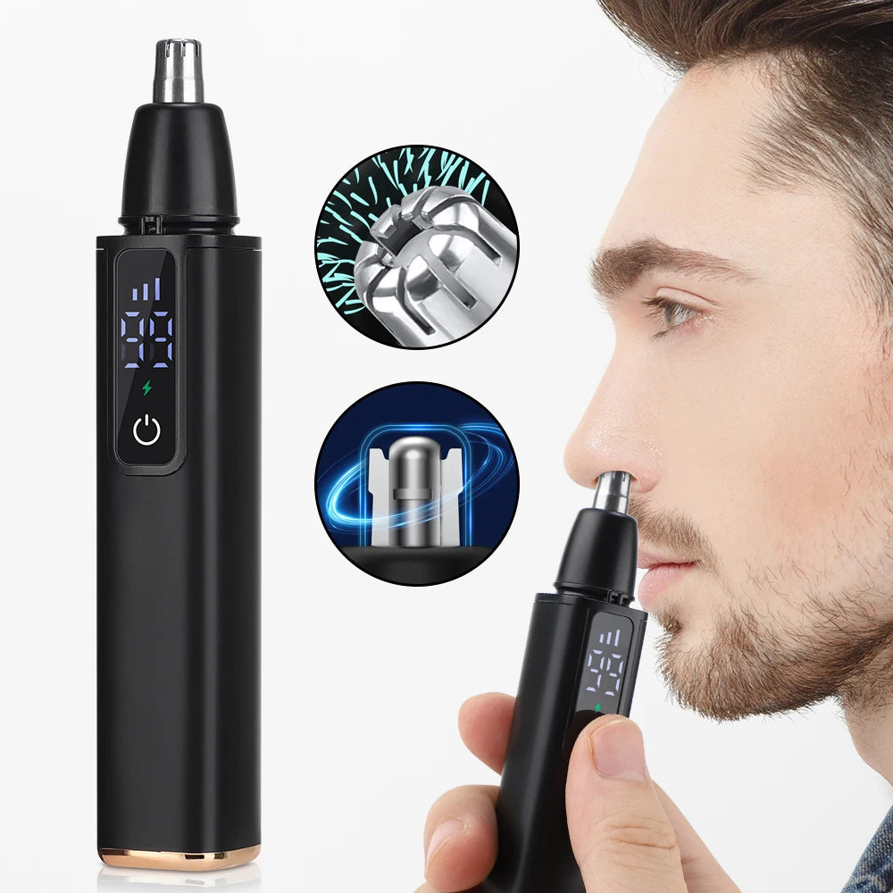 Electric Nose Hair Trimmer with Digital Display Hair Remover Nose Hair  Shaver Scissors Face Care Kit Tools with USB Charging