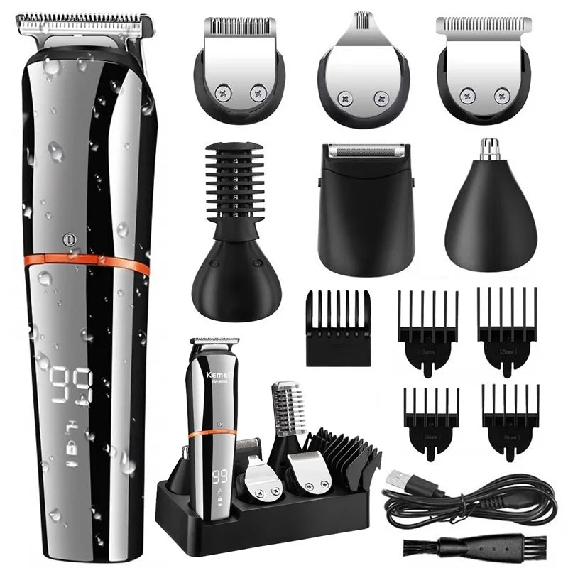 Original Kemei Digital Display All In One Hair Trimmer For Men Eyebrow Beard Trimmer Electric Hair Clipper Grooming Kit Haircut