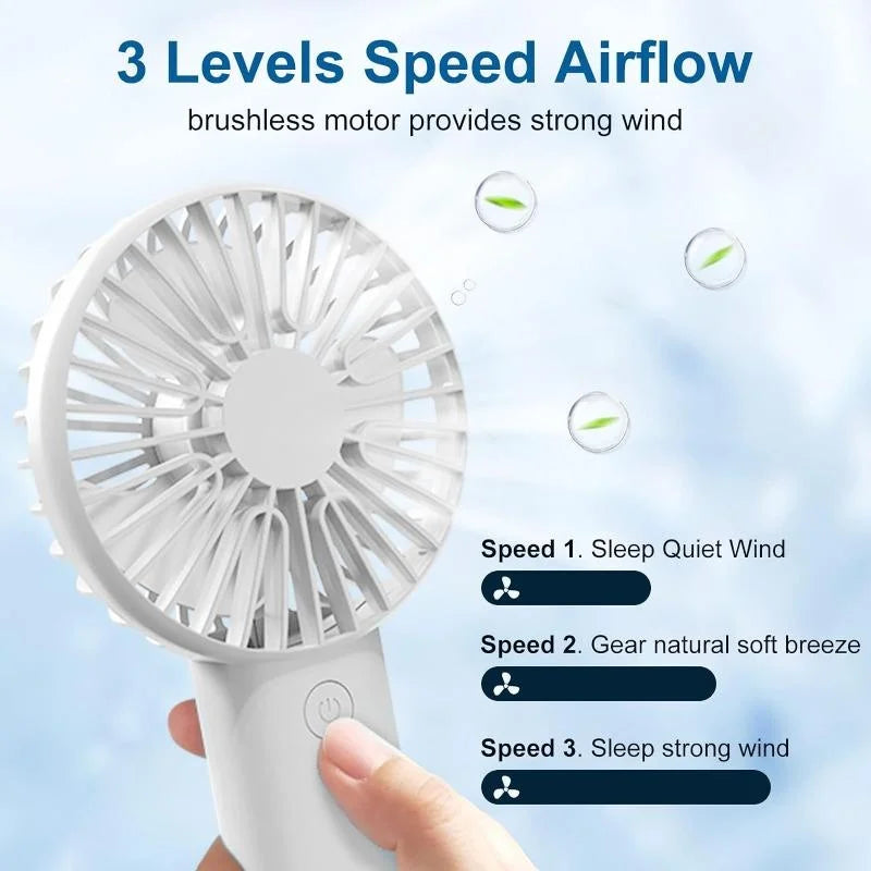 Handheld Fan Rechargeable Portable Mini USB Fan 3 Speed Mini Fan with Phone Holder