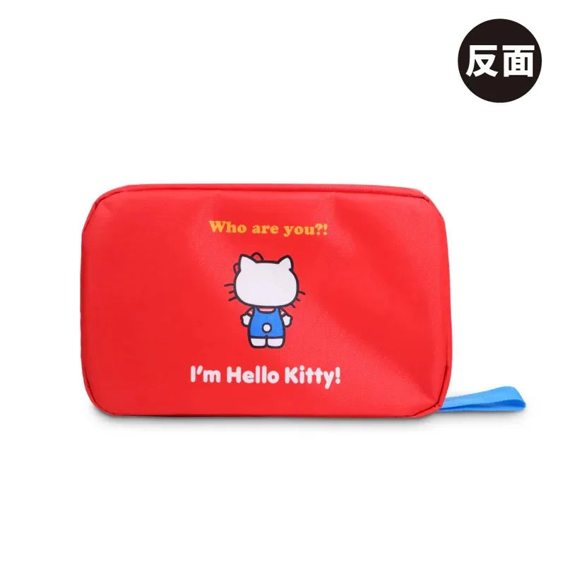 Sanrio Hello Kitty Portable Large Capacity Hangable Cartoon Fold Cosmetic Storage Bag Wall Handbag A Birthday Gifts for Girls