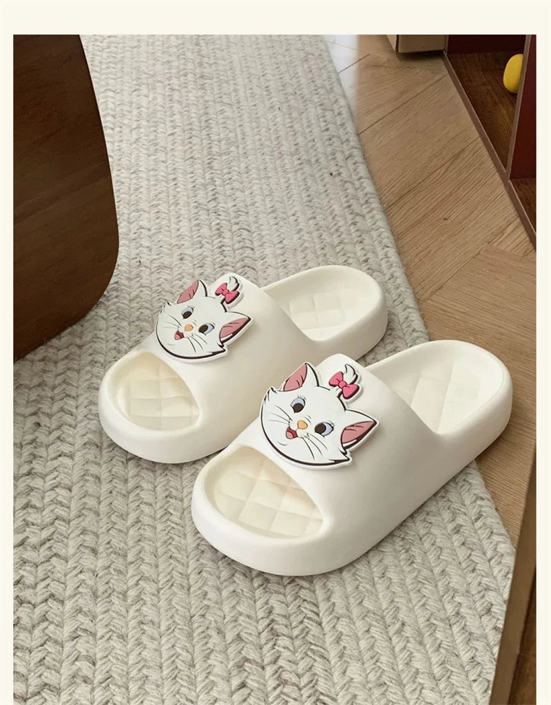 Kawaii Disney Marie Cat Slippers for Women Summer Soft-Soled Eva Slippers for Home Non-Slip Thick-Soled Sandals for Outdoor Wear