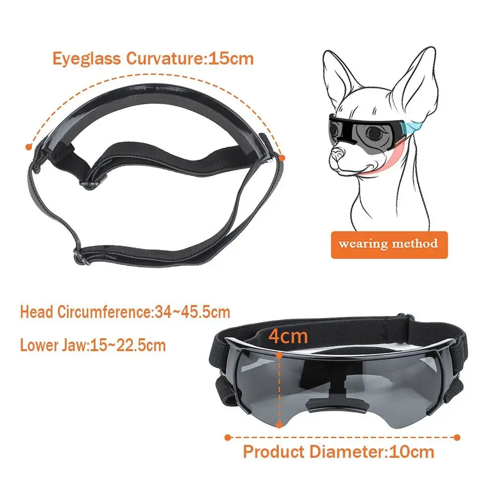 Dog Goggles Dog Sunglasses Adjustable Strap for Small Breed UV Protection Eyewear for Small Dog puppy Outdoor Riding Driving