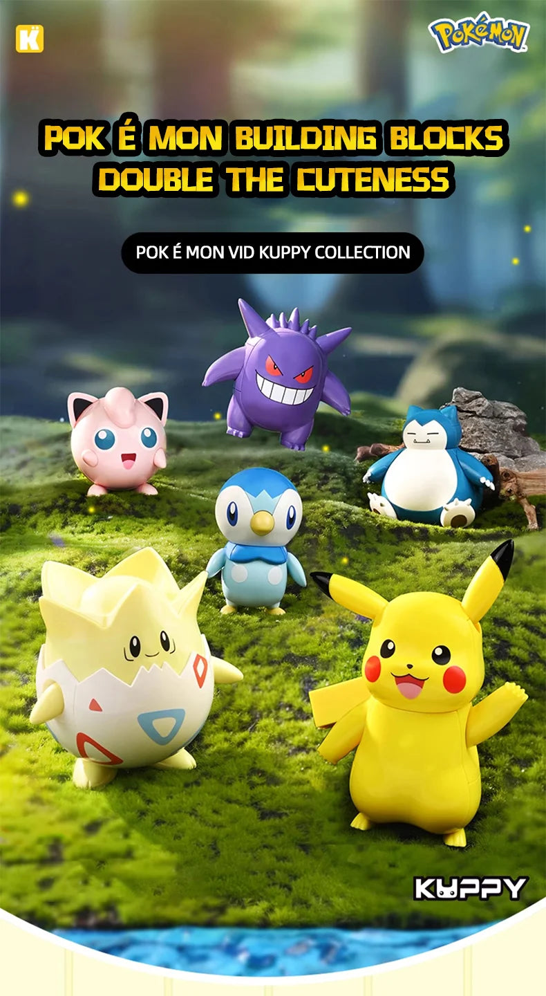 Original Pokemon Building Blocks Pikachu Gengar Snorlax Anime Cartoon Bricks Sets Movie Dolls Model Kids Toys For Children Gifts