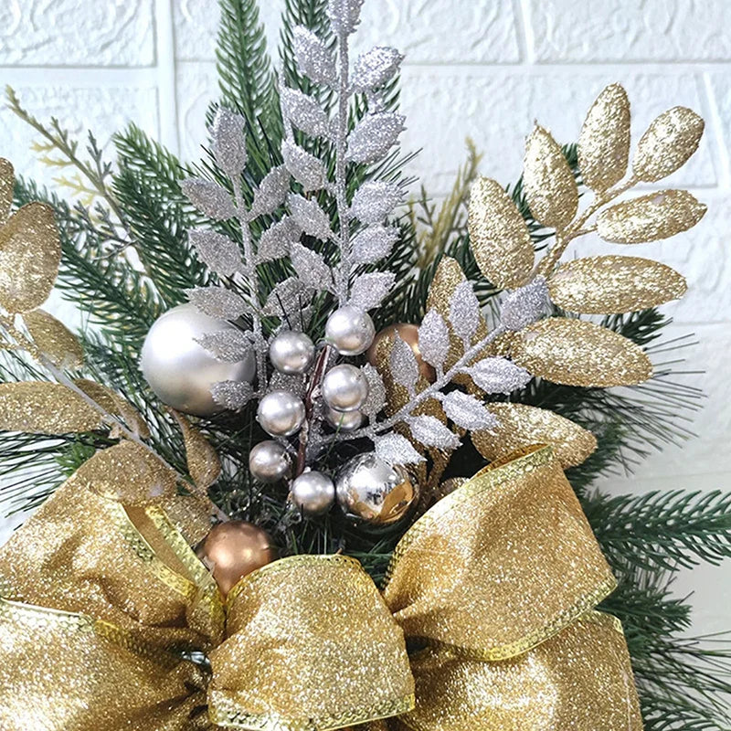 Christmas Swag Wreath Pendants LED Lights Staircase Wreath Ornament Swag Trim Garland Door Window Decoration Party Supplies