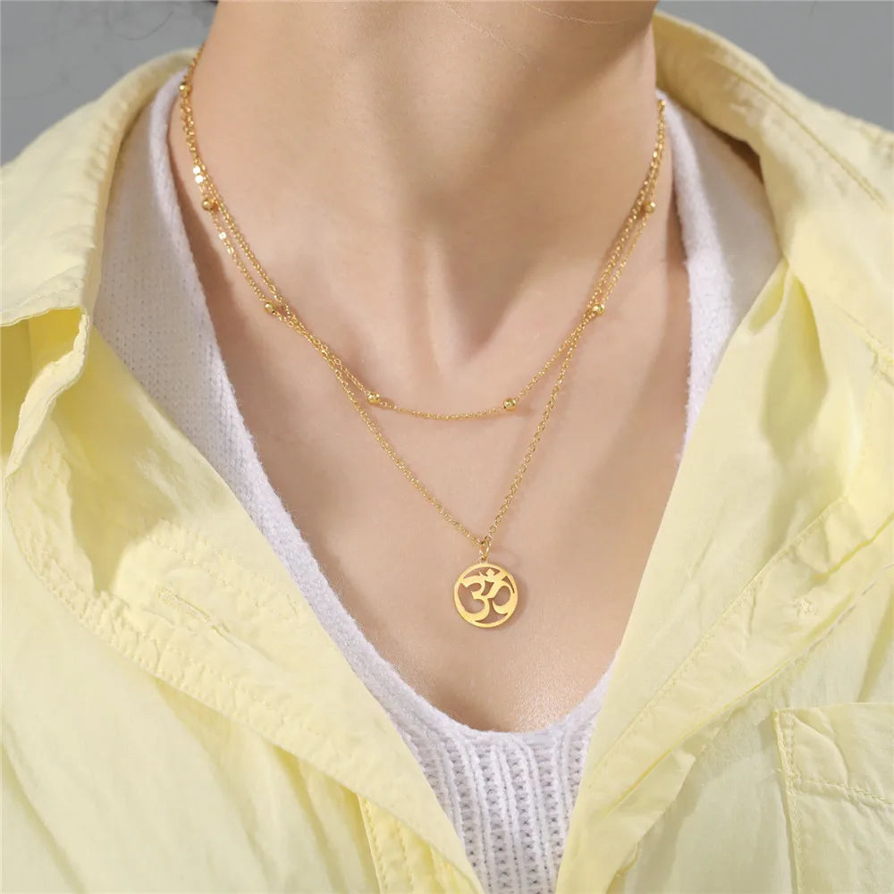 EUEAVAN 5pcs OM Buddhism Lotus Stainless Steel Charms for Jewelry Making Yoga Flower of Life Pendant DIY Necklace Bracelet Gifts