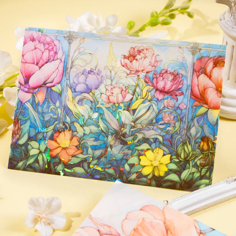 5 pcs Large size Floral pattern Background Stickers aesthetic Decorative collage Scrapbooking Diary Album Stationery Sticker