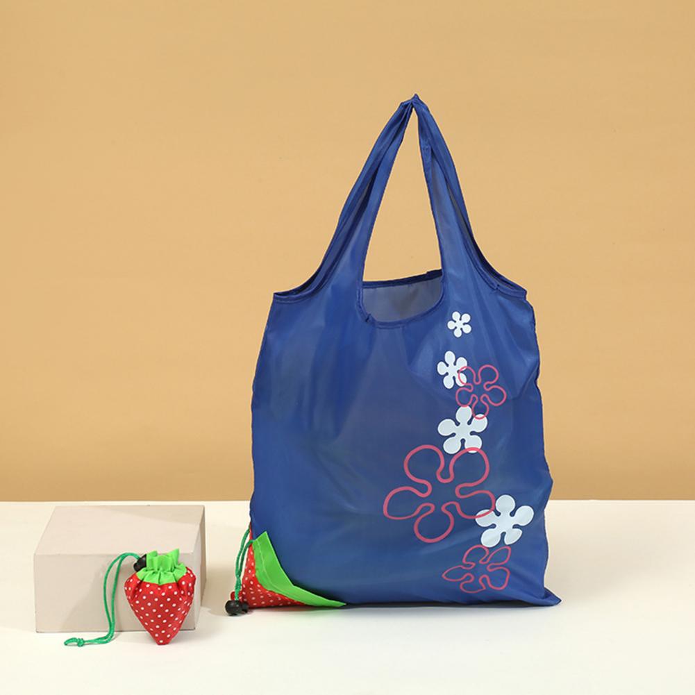 Strawberry Grocery Bag 10L Storage Bag Foldable Large Capacity Reusable Eco-friendly with Handle Item Storage Oxford Cloth Colla