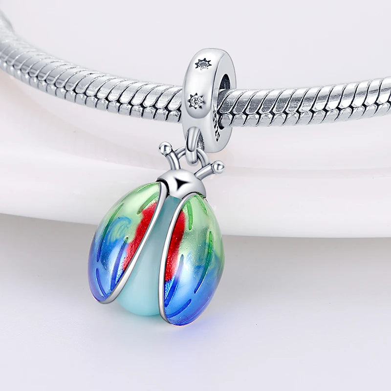 925 Sterling Silver Exquisite Luminous Firefly Bulb Star Chameleon Charms Pendants Fit Pandach 925 Original Bracelet DIY Jewelry